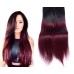 Clip On DeLuxe Drept Black Collection Ombre #1B Burgundy