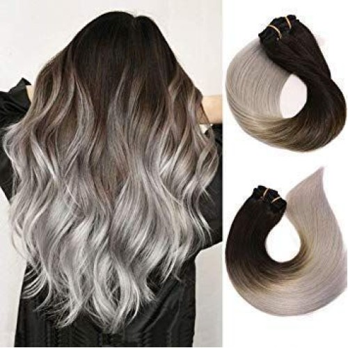 Clip On DeLuxe Drept Black Collection Ombre #1B Silver