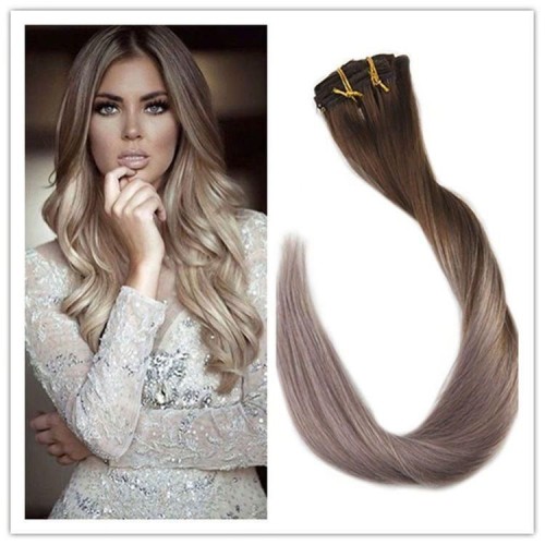 Clip On DeLuxe Drept Black Collection Ombre #7 Light Grey