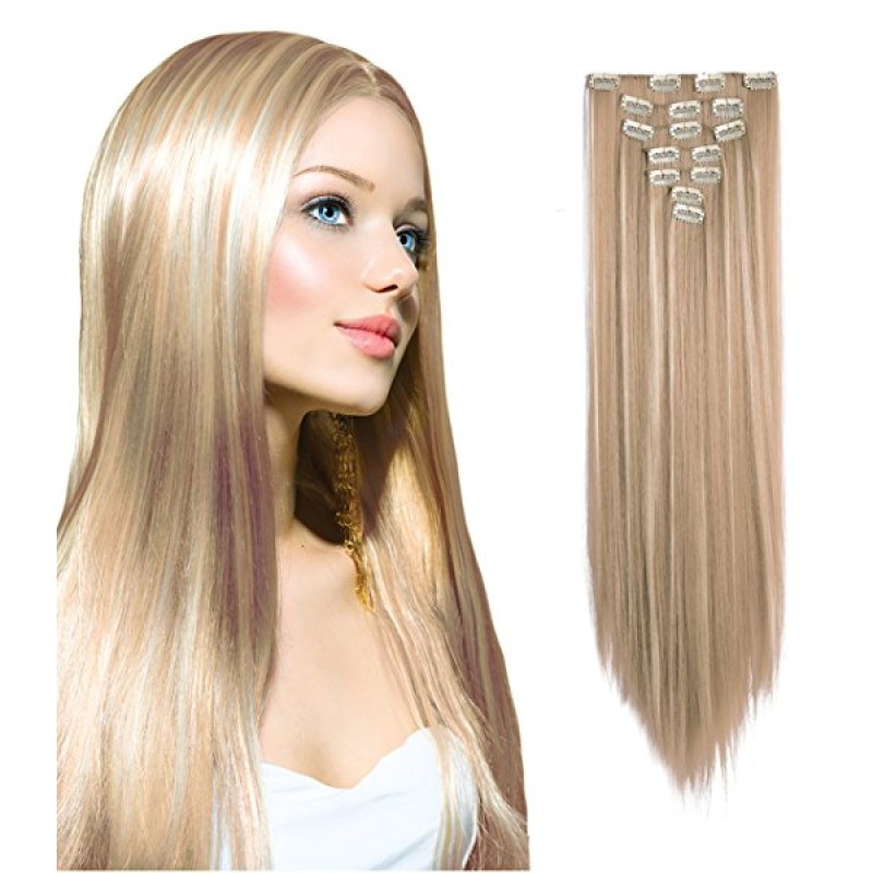 Clip-On Drept Sintetic Blond Suvitat