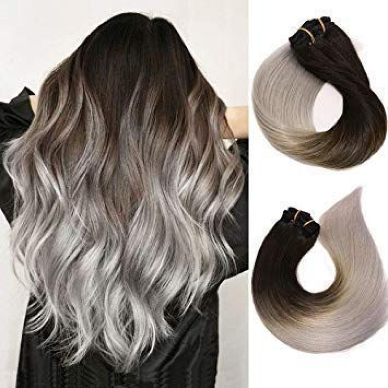 Clip On Premium Drept Black Collection Ombre #1B Silver