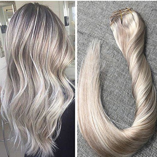 Clip On Premium Ondulat Black Collection Balayage Light Grey #18