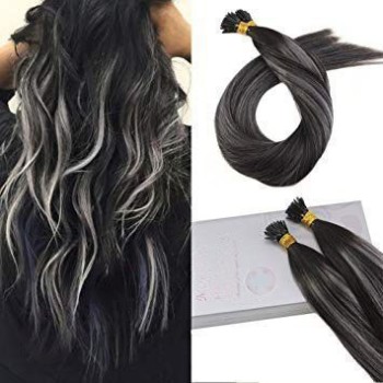 Extensii cheratina DeLuxe Balayage #1B Grey