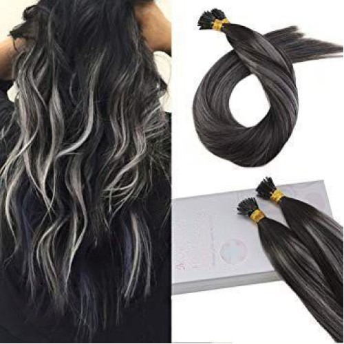 Extensii cheratina DeLuxe Balayage #1B Grey