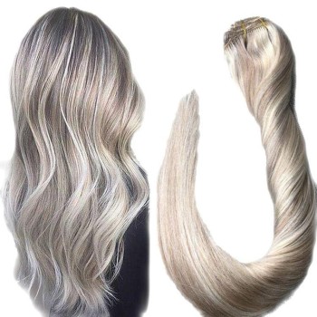 Extensii Clip-on White Platinum Balayage Light Grey #18