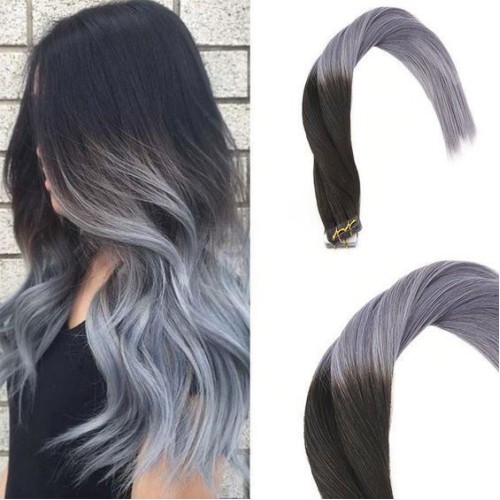 Extensii Tape In DeLuxe Ombre 1B Metallic Grey