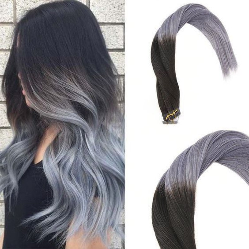 Extensii Tape In DeLuxe Ombre 1B Metallic Grey